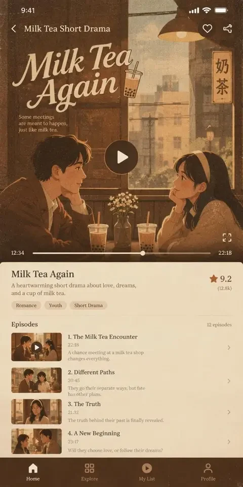 AI漫剧成人APP 全屏播放界面,展示剧集进度与选集